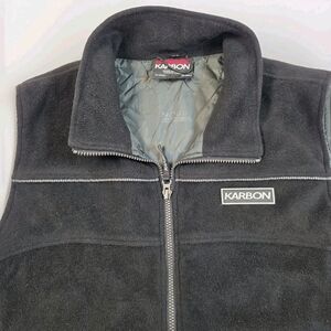 KARBON Men's Large Black Full Zip Lined Fleece Vest